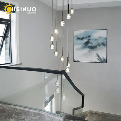DecorBites™ Gold Crystal Raindrop Chandelier for Staircase Foyer