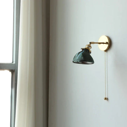 DecorBites™ Green Glass LED Wall Sconce, Modern Nordic Rotate Copper Stair Light