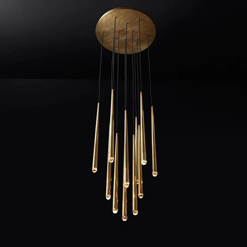 Gold Copper Crystal Chandelier