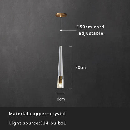 DecorBites™ Crystal Copper Pendant Lights Gold Home Decor Glass Hanging Lamp