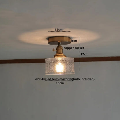DecorBites™ Green Glass LED Ceiling Lamp for Home Living Room and Hallway Lighting