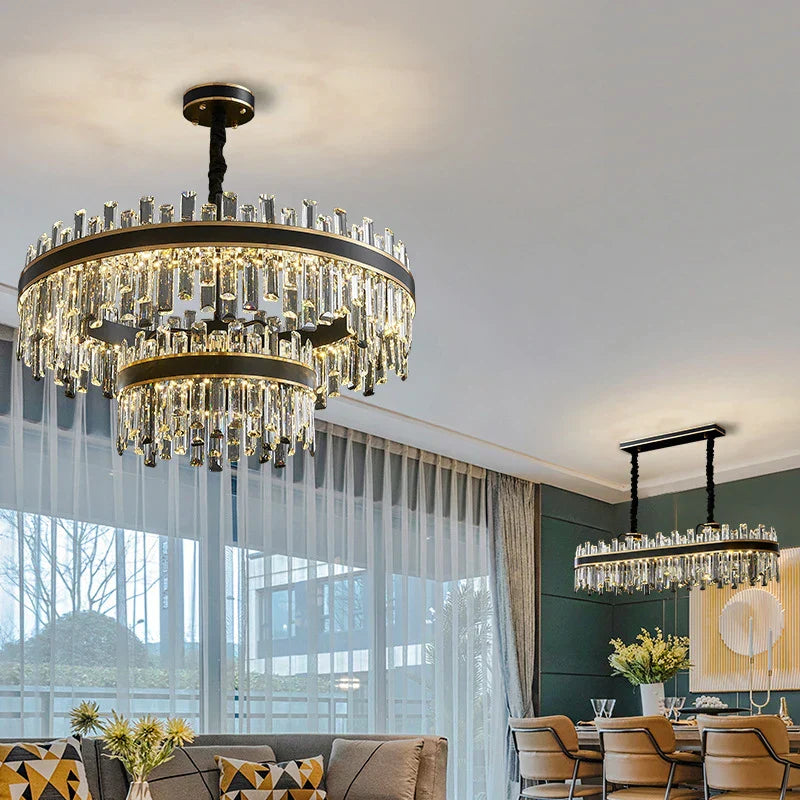 DecorBites™ Light Luxury Crystal Chandelier Pendant Lights Set - Modern LED Dimmable Lustre Combination
