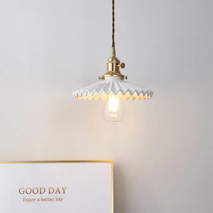 DecorBites™ Japanese Ceramic Brass Bedside Chandelier for Bedroom Bay Window Bar Lighting
