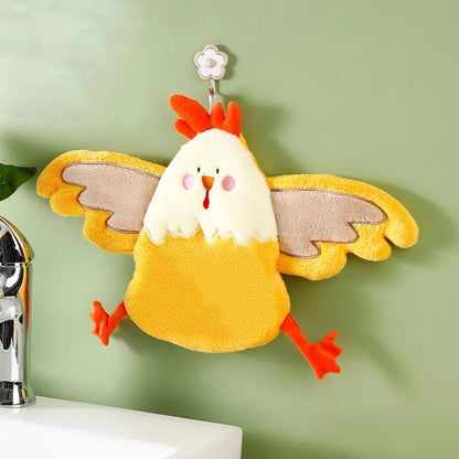 DecorBites™ Coral Velvet Cartoon Style Hand Towel