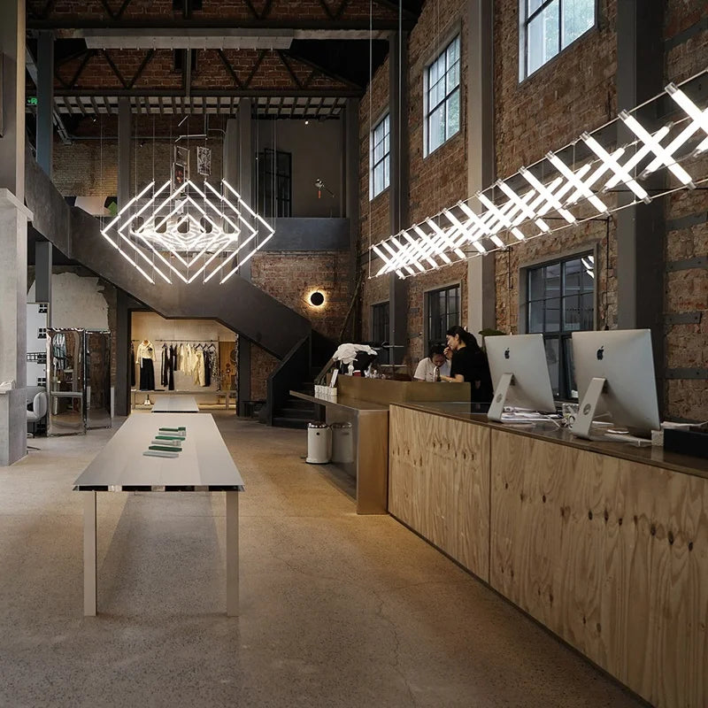 Nordic Industrial Pendant Light 12-Light L200cm