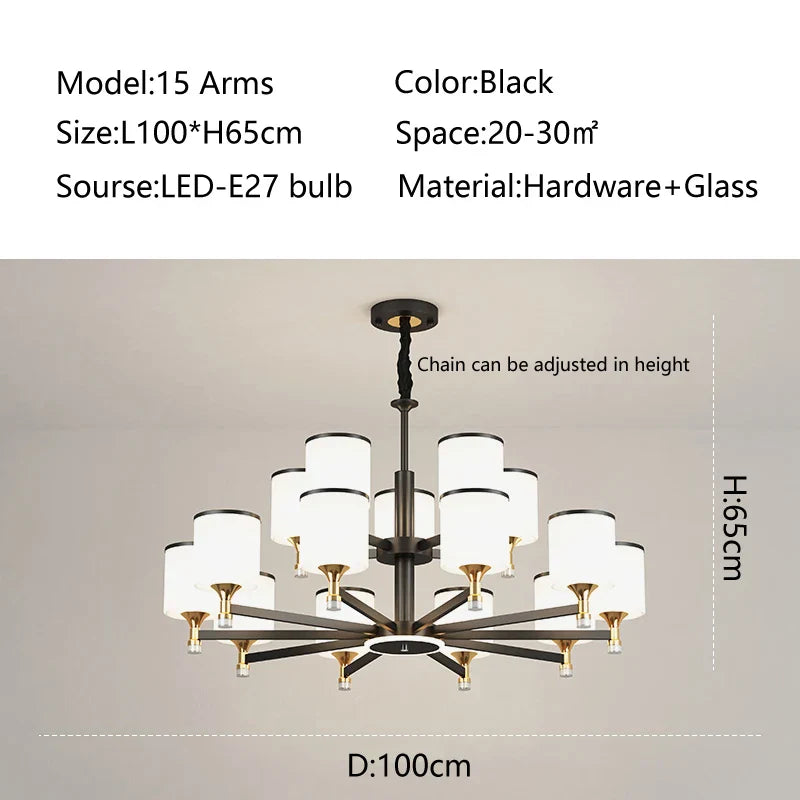 DecorBites™ Glass Chandelier: Nordic Modern LED Hanging Light for Living Room and Bedroom