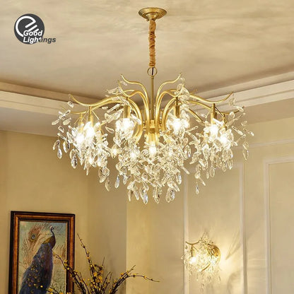 DecorBites™ Gold Crystal Ceiling Chandelier for Bedroom Dining Living Room