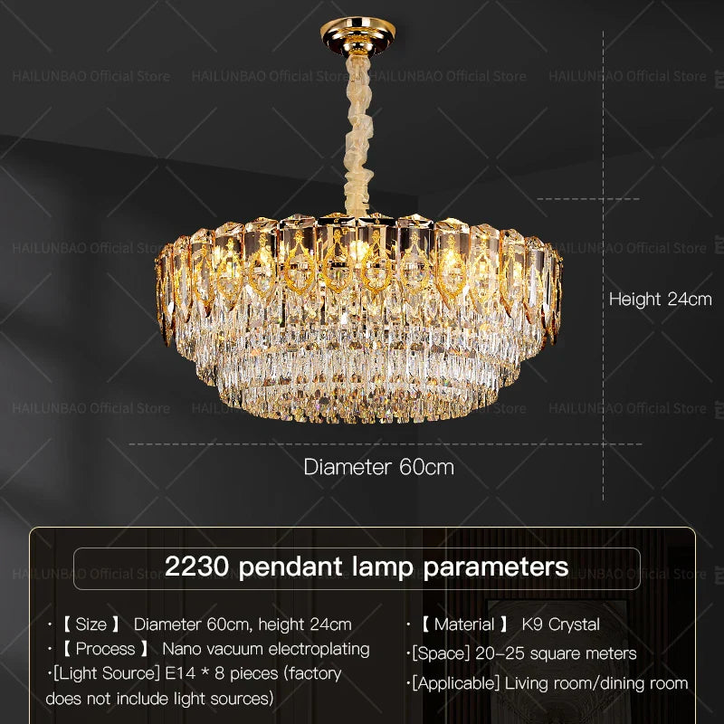 DecorBites™ Crystal Chandelier: Modern Luxury Round Italian Restaurant Light