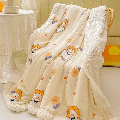 DecorBites™ Cozy Milk Velvet Cartoon Blanket for Single Bed, Student Dorm: Spring & Autumn Blanket