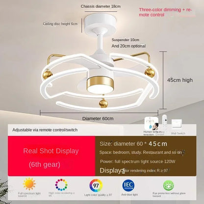 DecorBites™ Cream Bedroom Ceiling Fan Light with Remote Control, Elegant Bedroom Lamp Fixtures