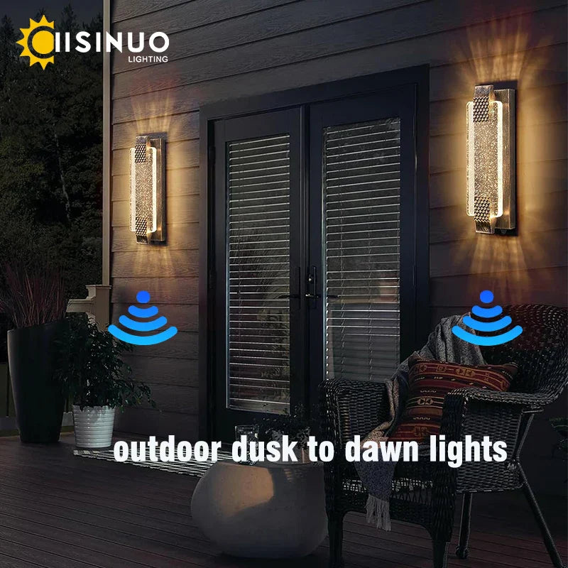 DecorBites™ Crystal Bubble Glass LED Outdoor Wall Sconce for Porch and Garden
