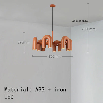 DecorBites™ Art Deco Metal Chandelier in Black, Orange, and Gray - Adjustable Cord - Dining Room, Foyer, Bedroom Lighting