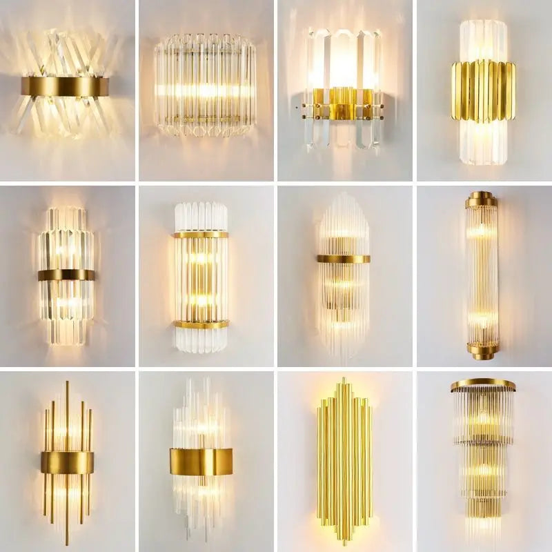 Gold Crystal LED Sconce WG610 Large Design