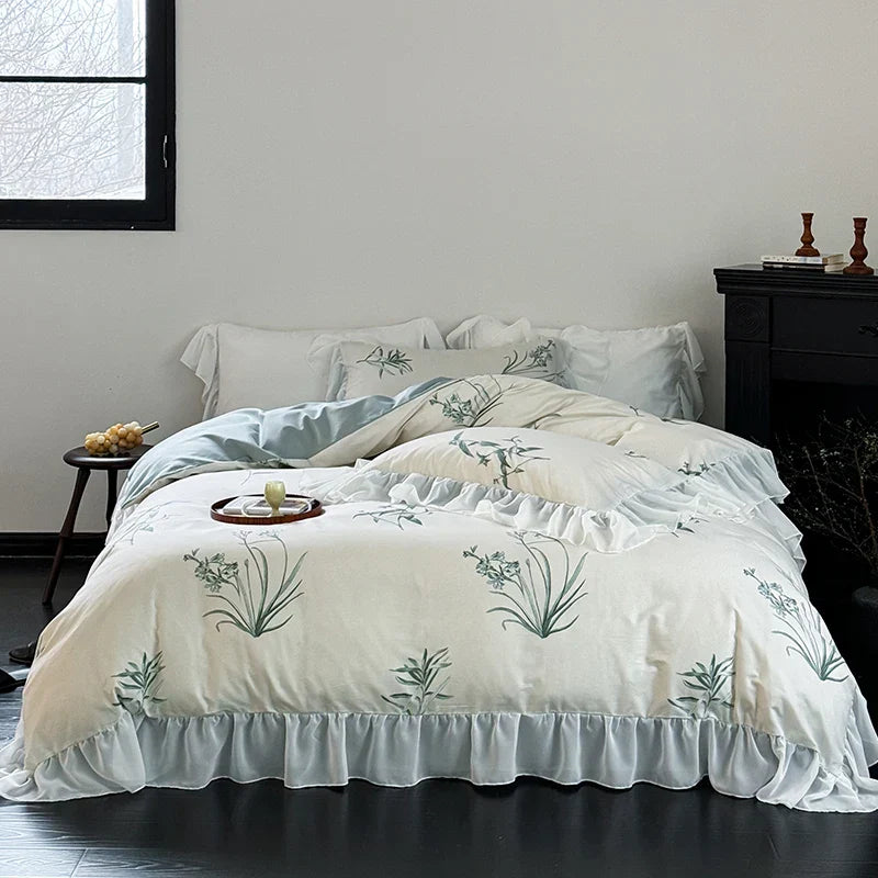 Cotton Floral Quilt Set