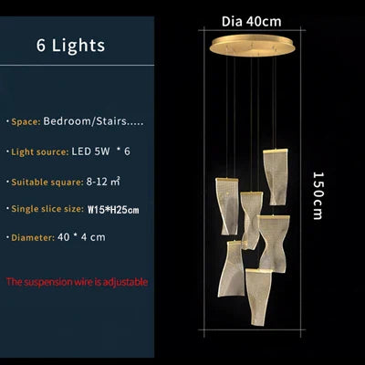 Acrylic Modern Pendant Light 18-Light Round Staircase