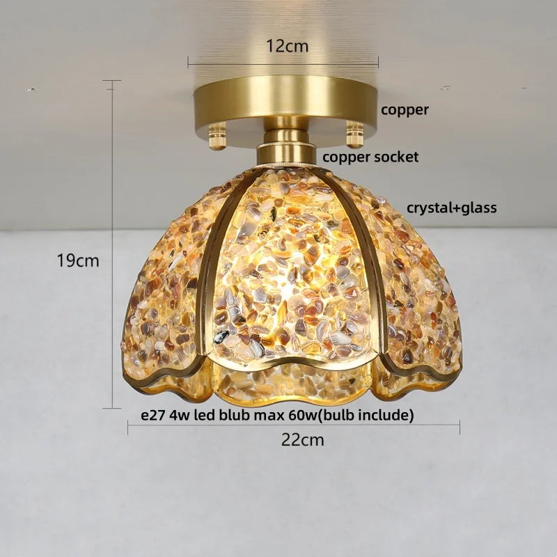 DecorBites™ Crystal Glass LED Ceiling Light Copper Canopy Nordic Modern Design