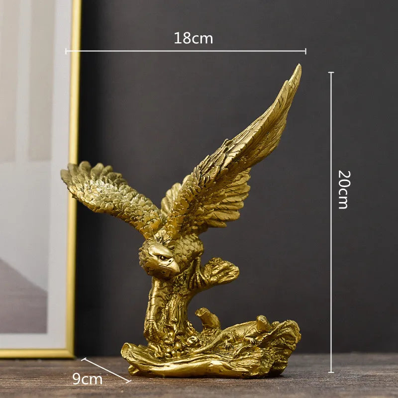 Gold Eagle Resin Sculpture Figurine Decor