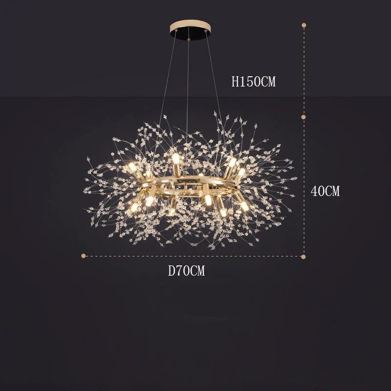 Gold Sculptural LED Chandelier 20-Head Artistic