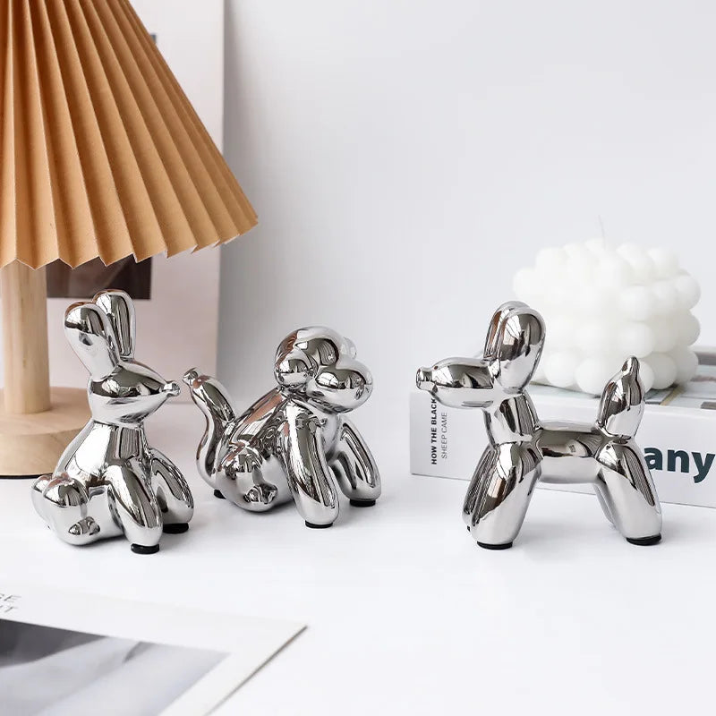 DecorBites™ Golden Monkey Dog Rabbit Ceramic Balloon Animals Desk Ornament