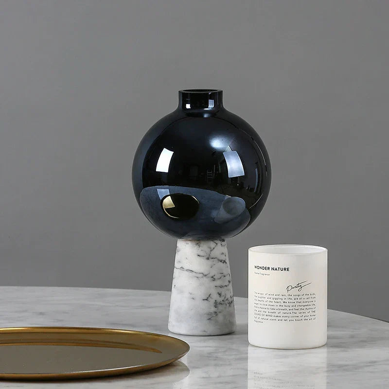 DecorBites™ Geometric Circle Star Glass Vase: Handicraft Home Decor Flower Arrangement Accessory