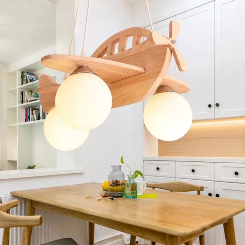 Wooden Airplane LED Chandelier