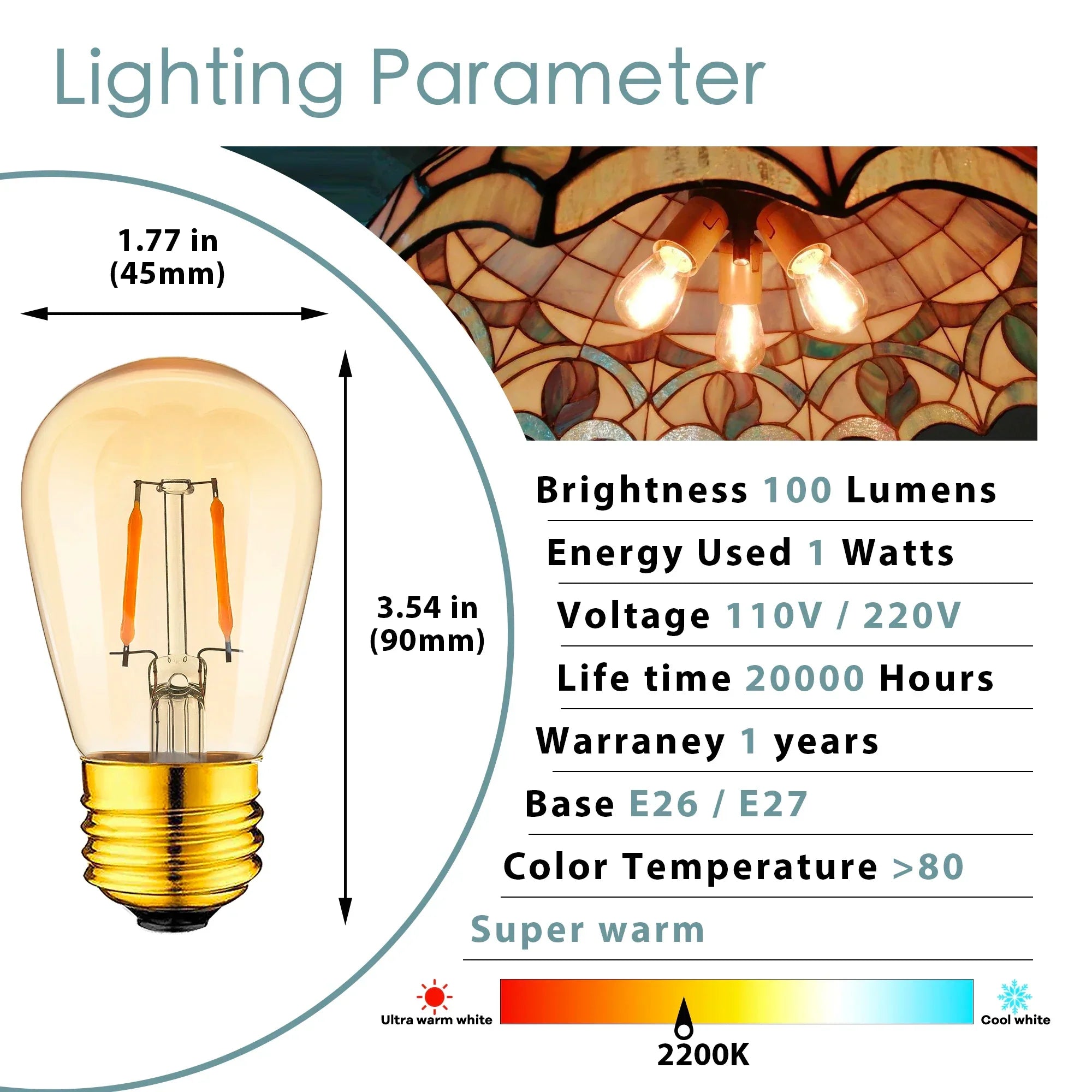 Gold ST45 Filament Bulb