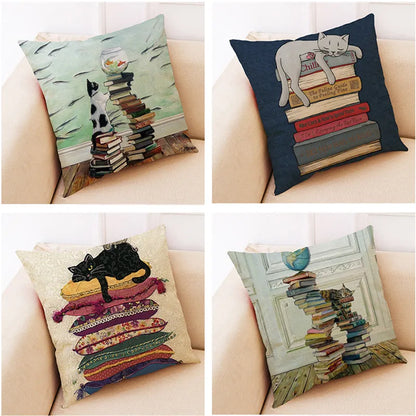 DecorBites™ Creative Cat Linen Pillow Case 45x45cm - Sofa Cushion Cover