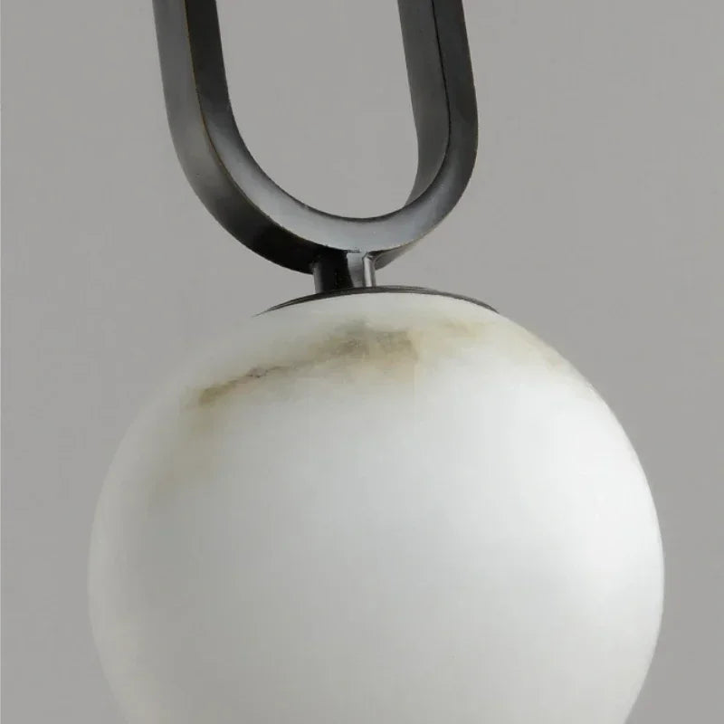Modern Marble Pendant Light With Polished Copper Finish