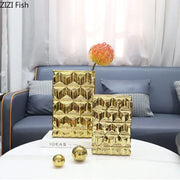 Gold Ceramic Square Vase
