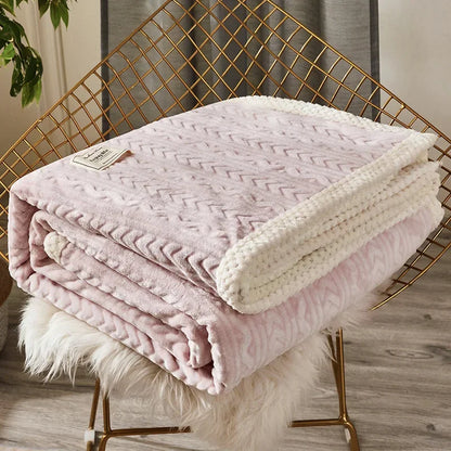 DecorBites™ Coral Fleece Flannel Blanket: Cozy Single/Queen Size Little Quilt - Winter Office/Dorm Warmth