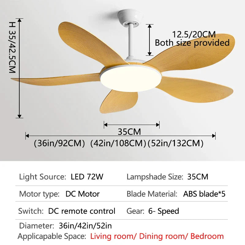 DecorBites™ Black DC Ceiling Fan Light Strong Wind Indoor Electric Fan 2023