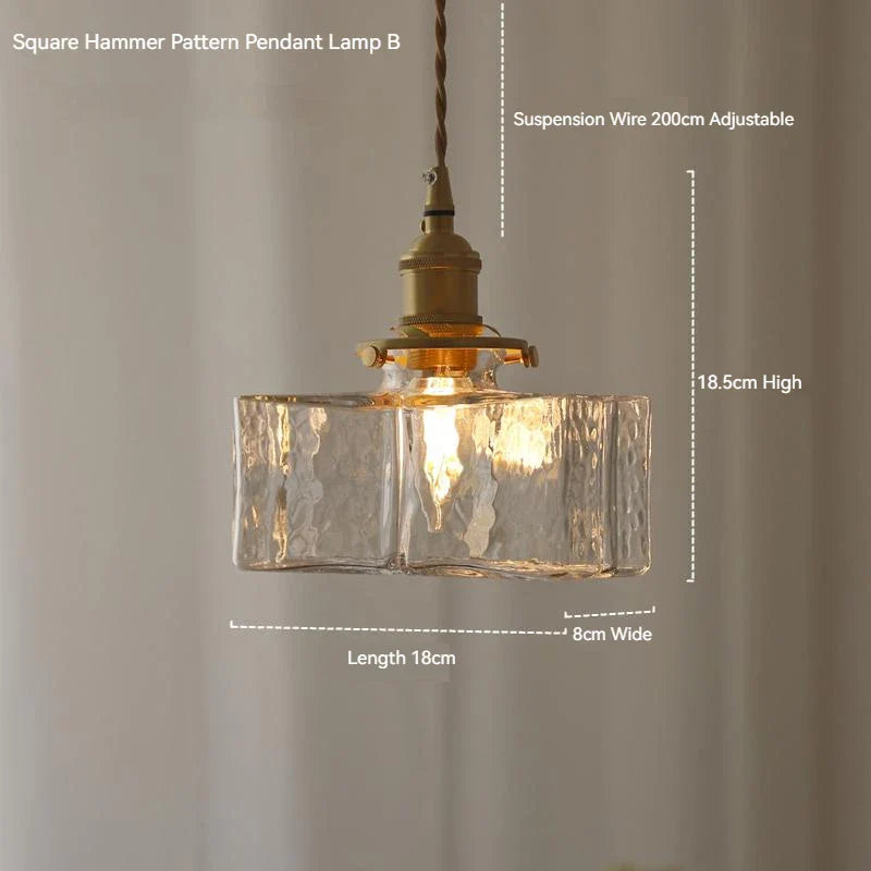 Japanese Vintage Glass Pendant Light in Polished Brass