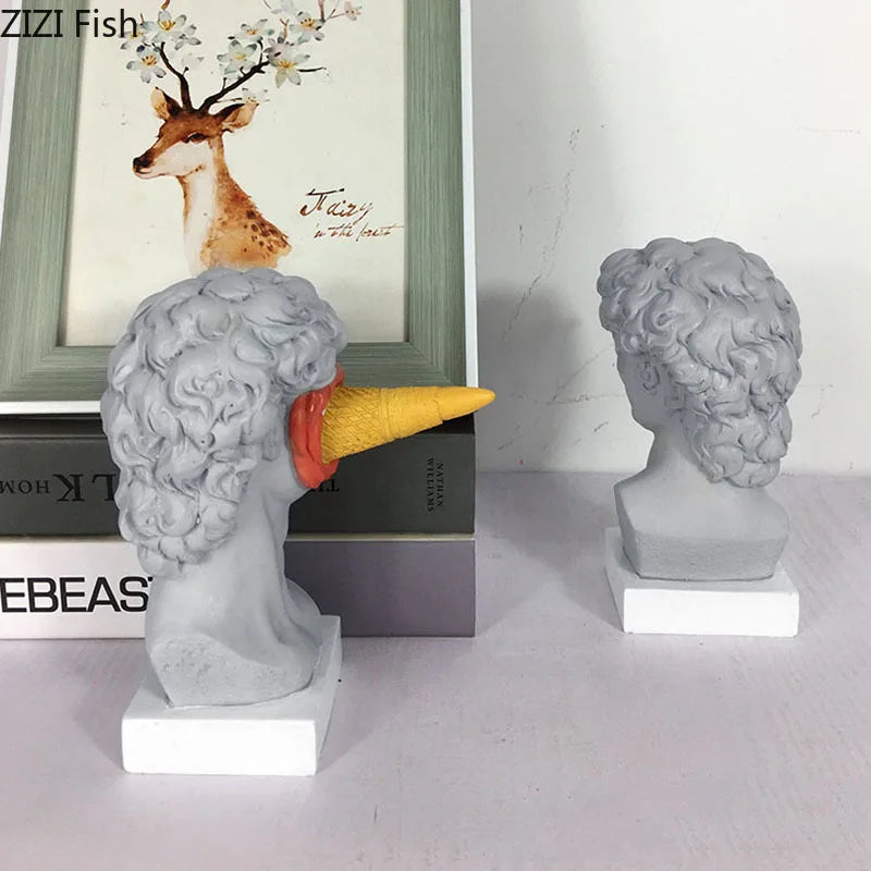 DecorBites™ Ice Cream David Statue Myth Character Resin Ornament Desk Sculpture Home Decor