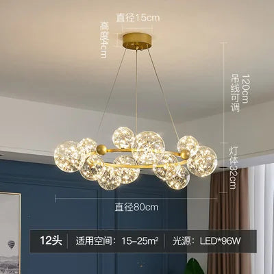 DecorBites™ Glass Ball LED Ceiling Chandelier for Home Dining Living Bedroom