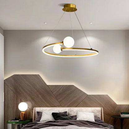 DecorBites™ Gold Nordic Ring LED Ceiling Chandelier for Dining Room & Kitchen Island
