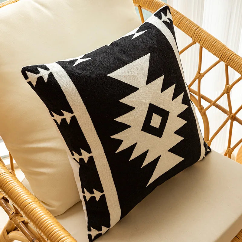 DecorBites™ Geometric Embroidered Cushion Cover - Elegant Home Sofa Decoration
