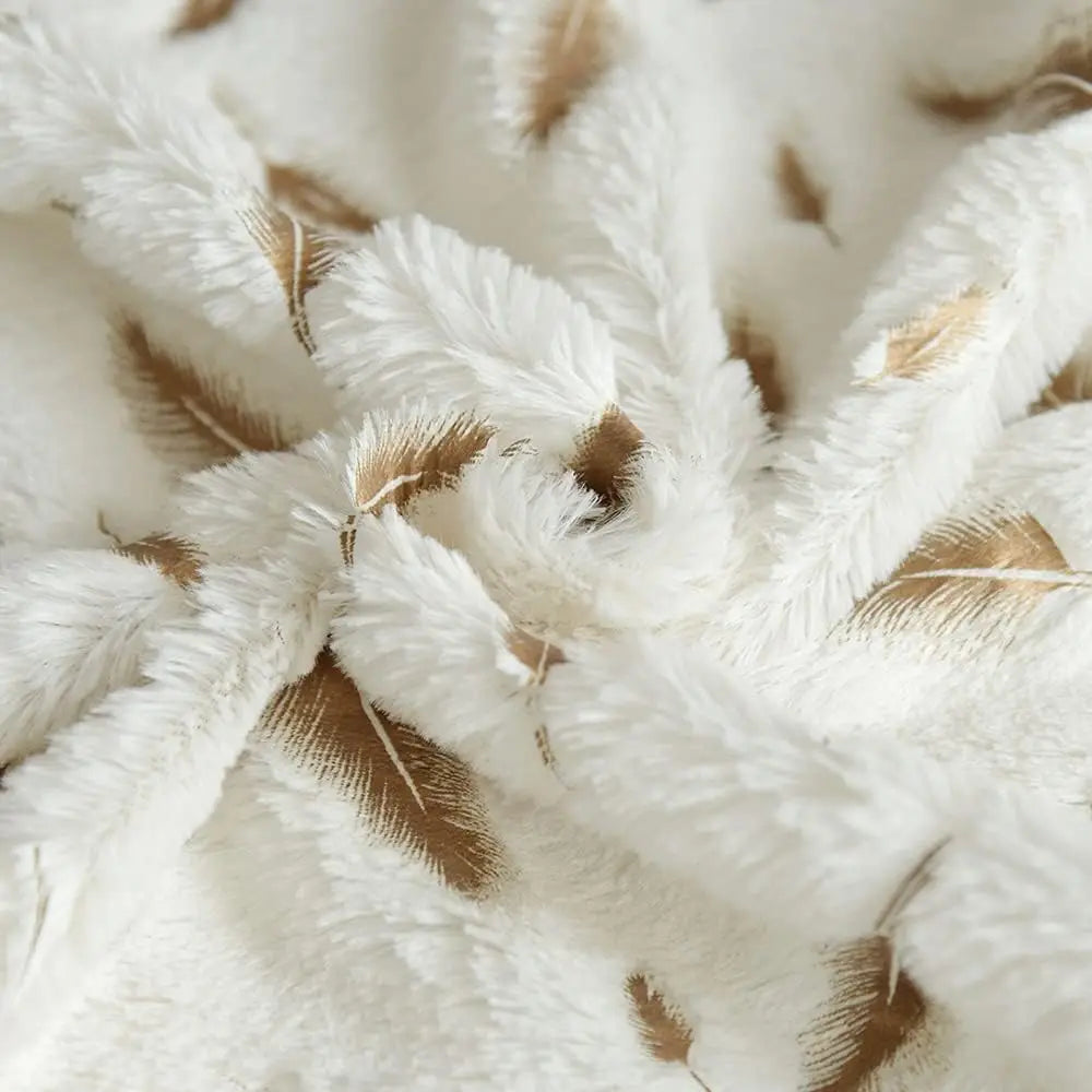 Gold Feather Velvet Pillow