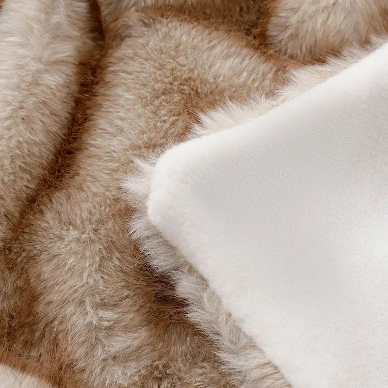 Faux Fox Plush Sofa Blanket