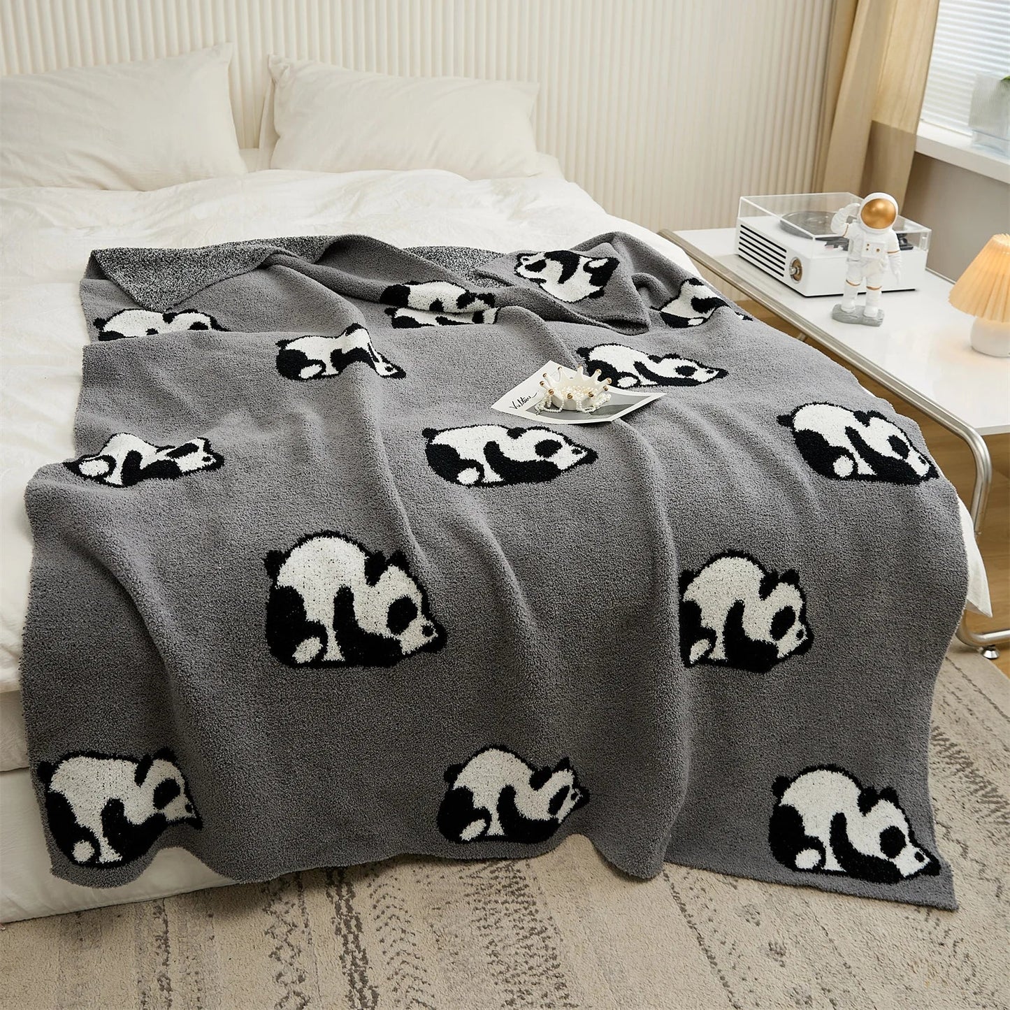 DecorBites™ Kawaii Panda Jacquard Throw Blanket