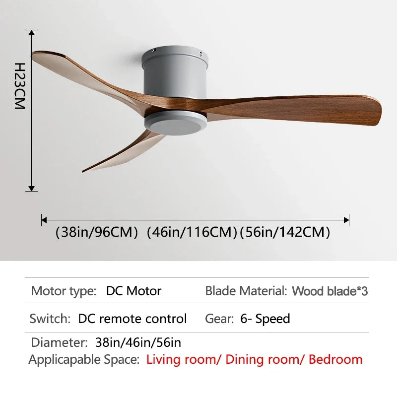 DecorBites™ Black DC Motor Ceiling Fan Remote Control 35W for Home Restaurant