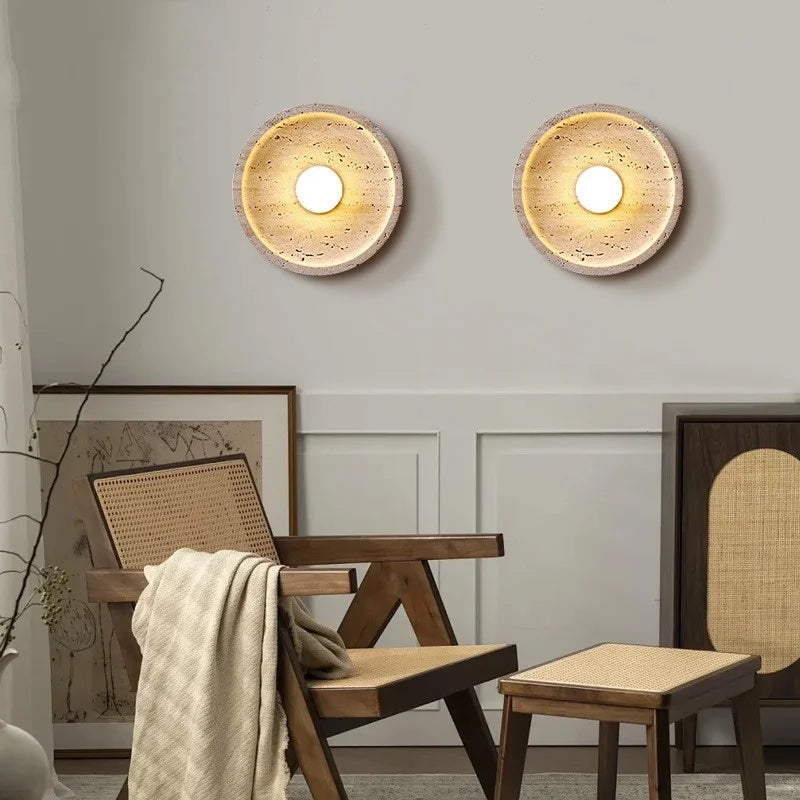 DecorBites™ LED Wall Lamp Pull Chain Yellow Stone Modern Mirror Light
