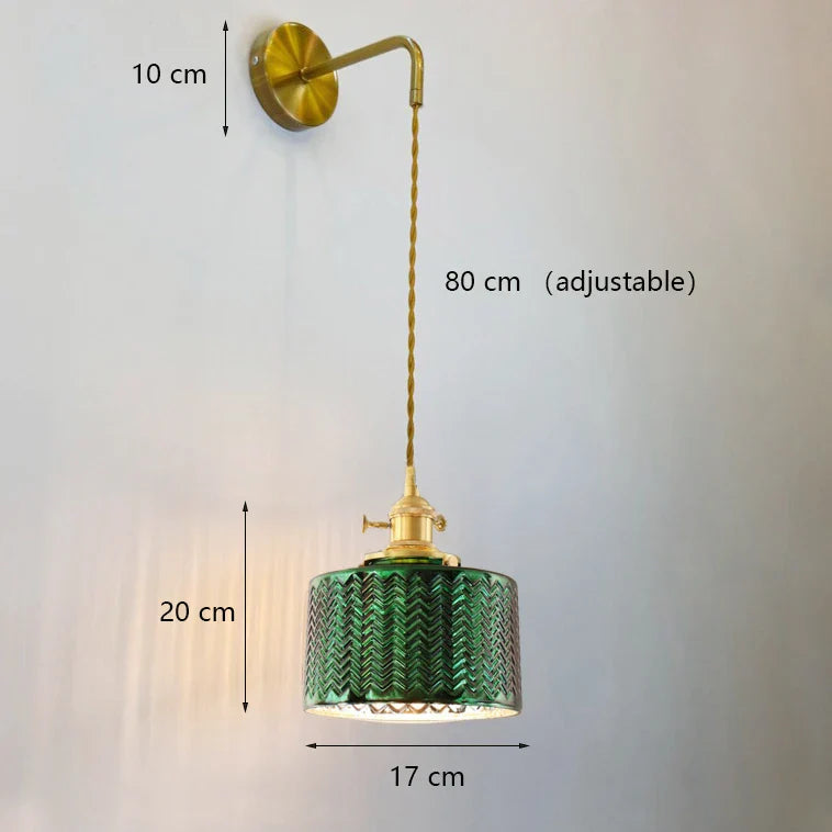 Green Glass Brass Chandelier