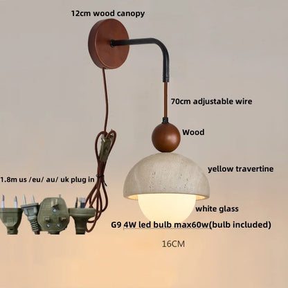 DecorBites™ LED White Glass Wall Light Fixture Modern Pull Chain Switch Bedside Sconce