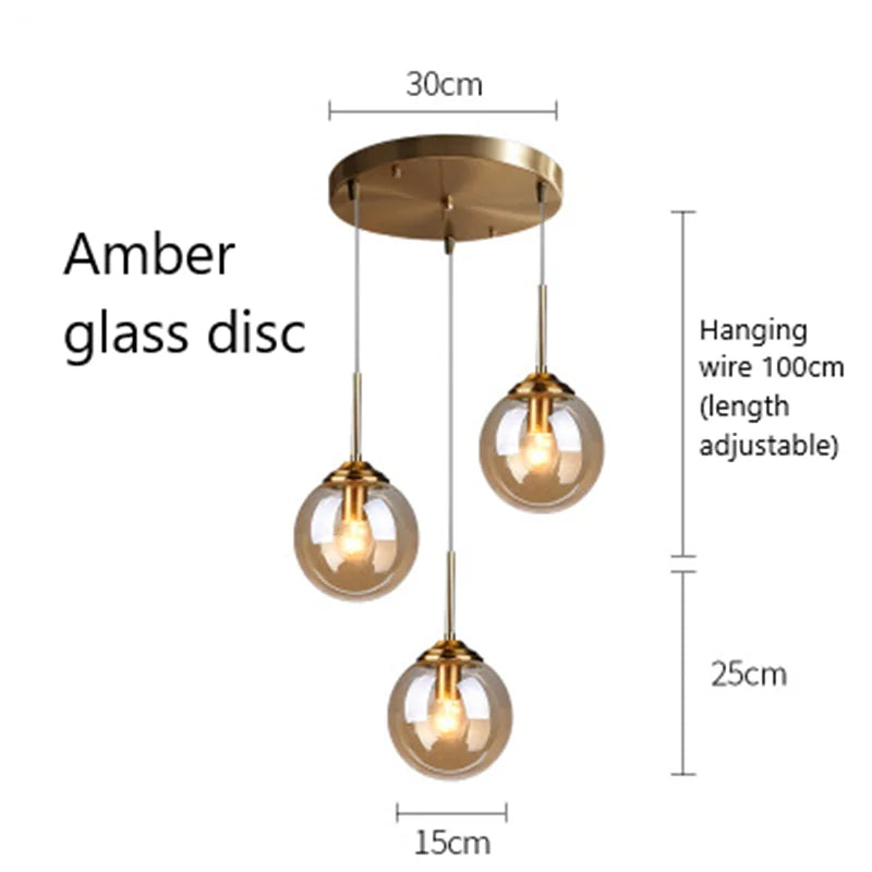 DecorBites™ Glass Pendant Lights: Nordic LED Hanging Lamp for Kitchen, Dining Room, Bedroom.
