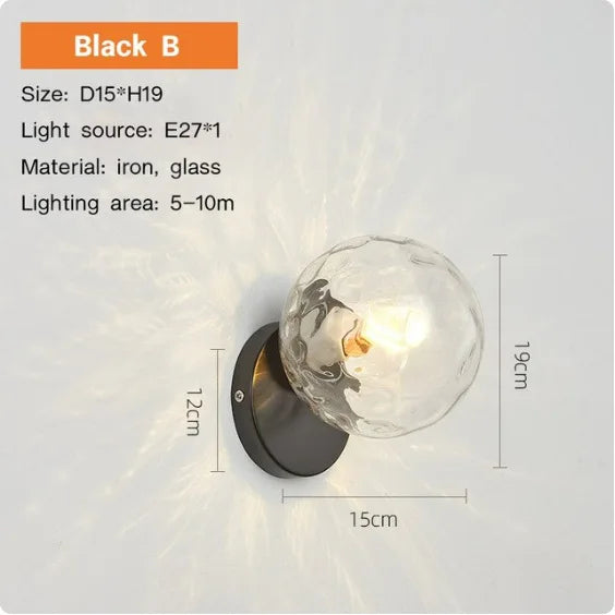 DecorBites™ Gold Glass Ball LED Wall Light for Living Room Bedroom Bathroom Decor