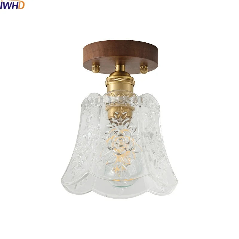 DecorBites™ Glass LED Ceiling Lamp Copper Walnut Modern Living Room Lighting Fixtures