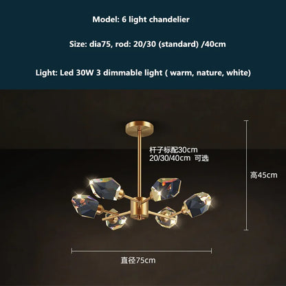 DecorBites™ Copper LED 3-Light Dimmable Crystal Chandelier