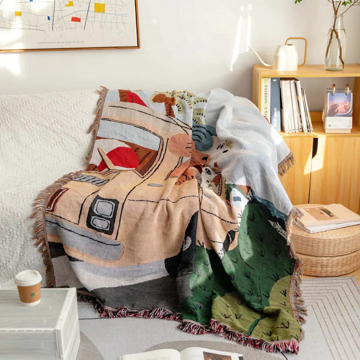 Tapestry Knit Sofa Blanket