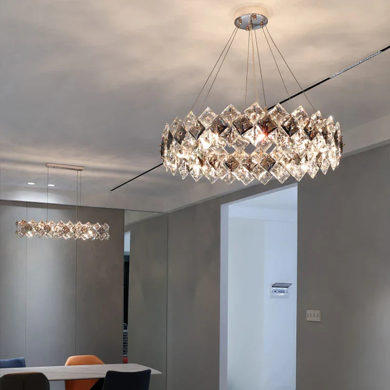 DecorBites™ Crystal Chandelier: Postmodern Luxury Pendant for Living Room, Bedroom, and Restaurant