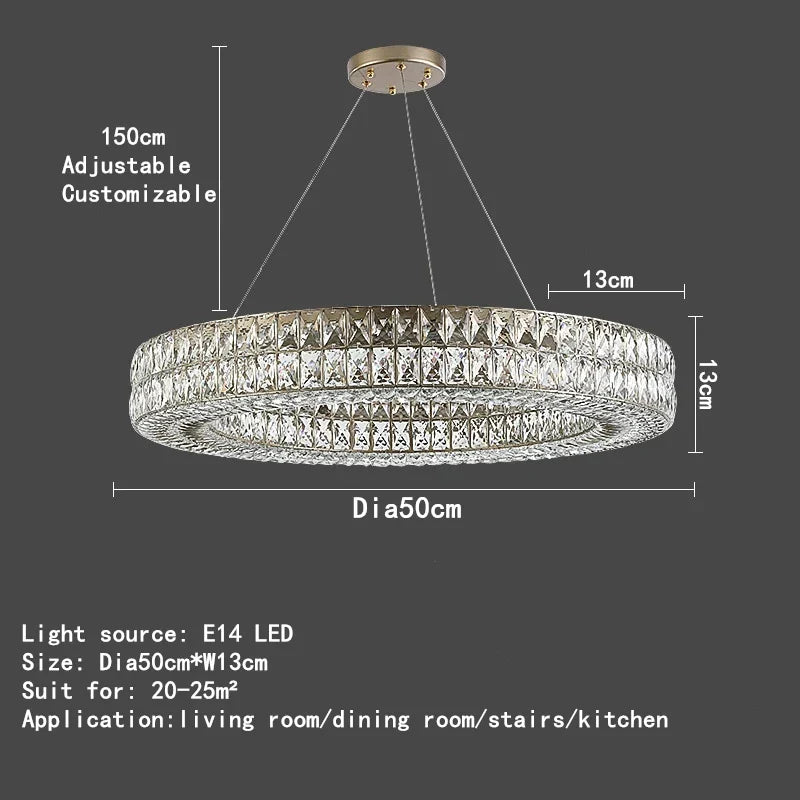 DecorBites™ Crystal Circle Pendant Chandelier - Luxury Lighting for Interior Decoration
